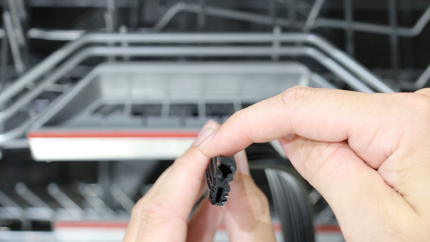how to install dishwasher door seal showing which way it goes