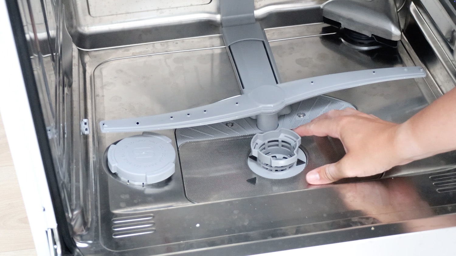 insert filter into dishwasher