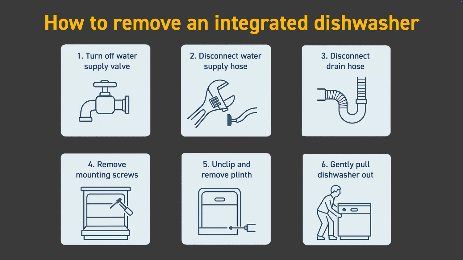 how to remove integrated dishwasher