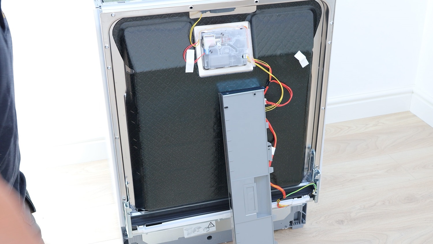 Rest control panel against the front