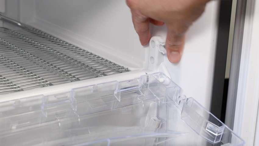 Remove hinge and drawer front