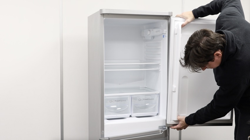 Re-attach fridge door