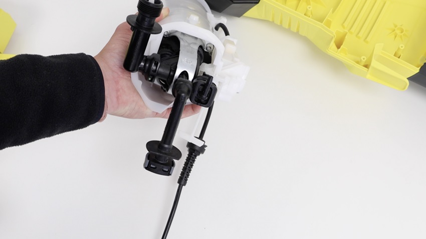Install new pressure outlet pipe with clamp