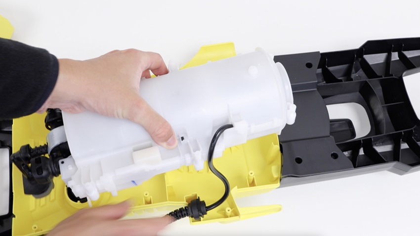 Remove motor and pressure outlet pipe with clamp
