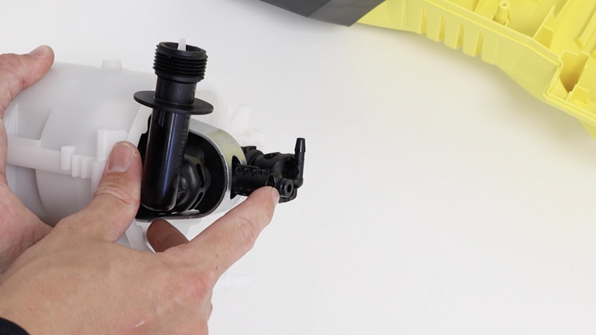 Remove motor and pressure outlet pipe with clamp