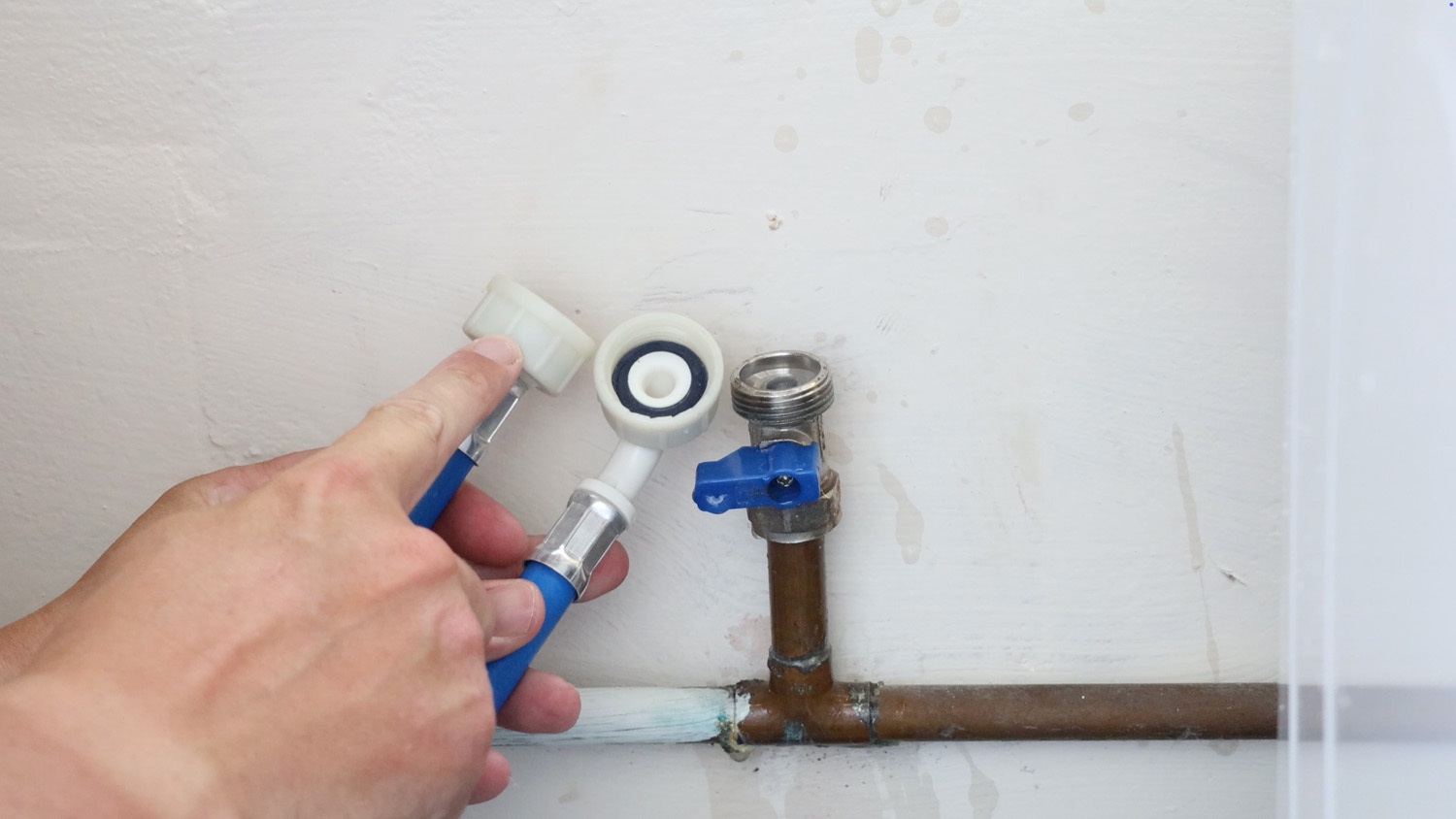 Straight end connects to the valve at the wall