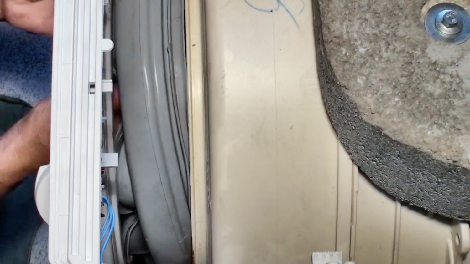 Feed new door seal through