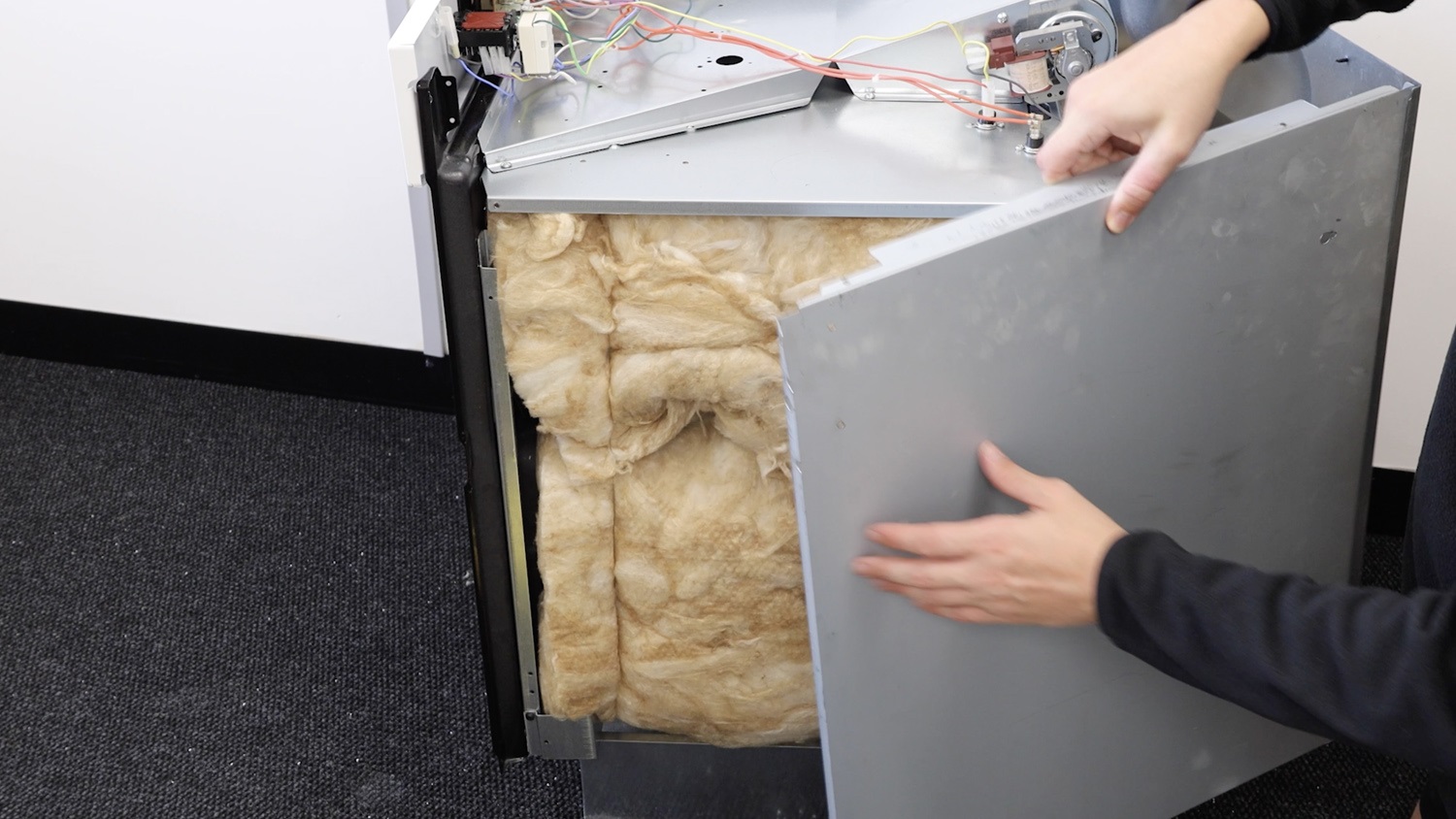 Slide side panel to release