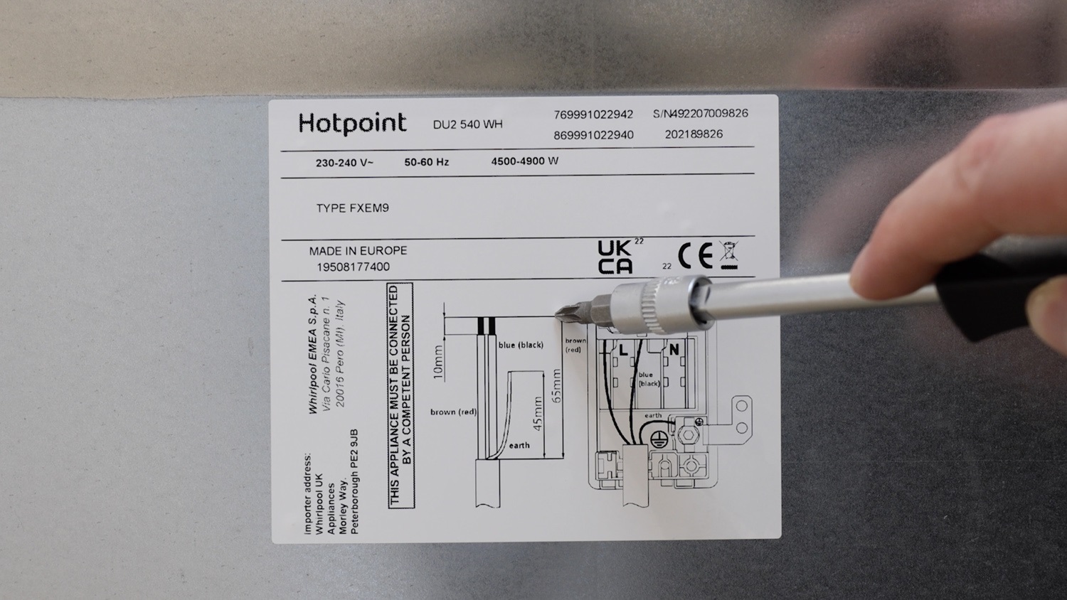 Attach electrical wiring to new terminal block