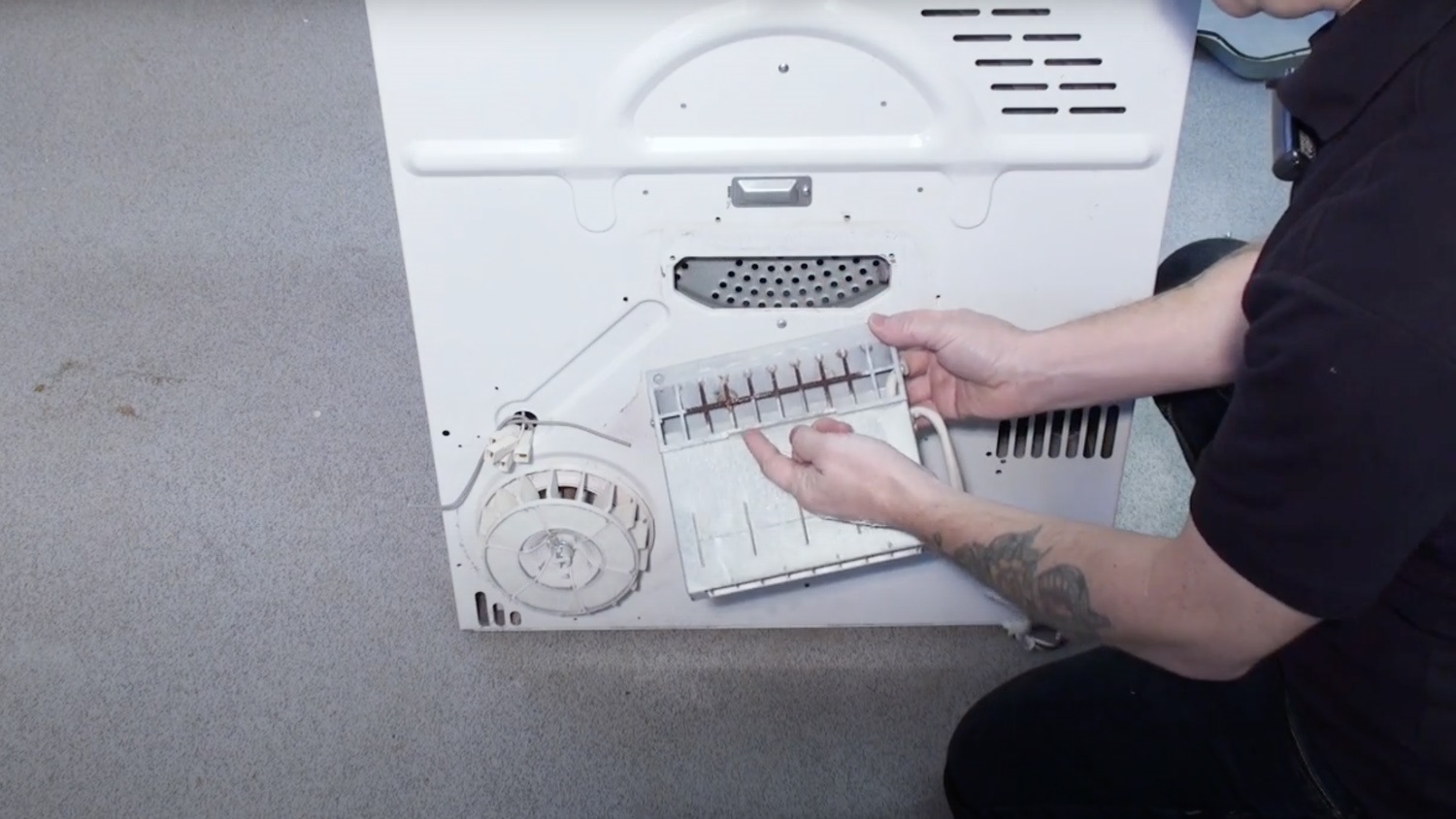 Attach new heater element to tumble dryer