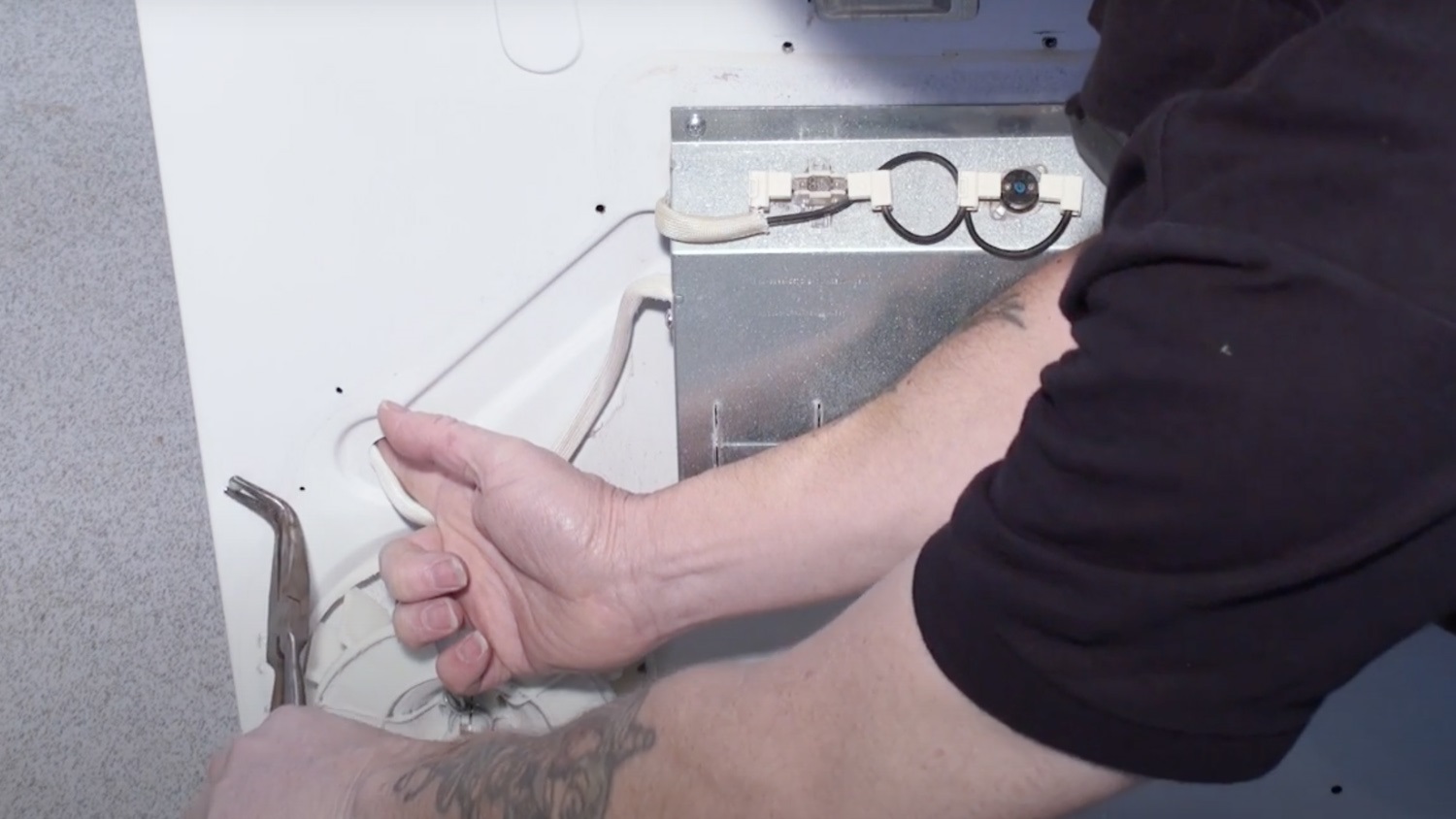 Feed plastic clip into hole
