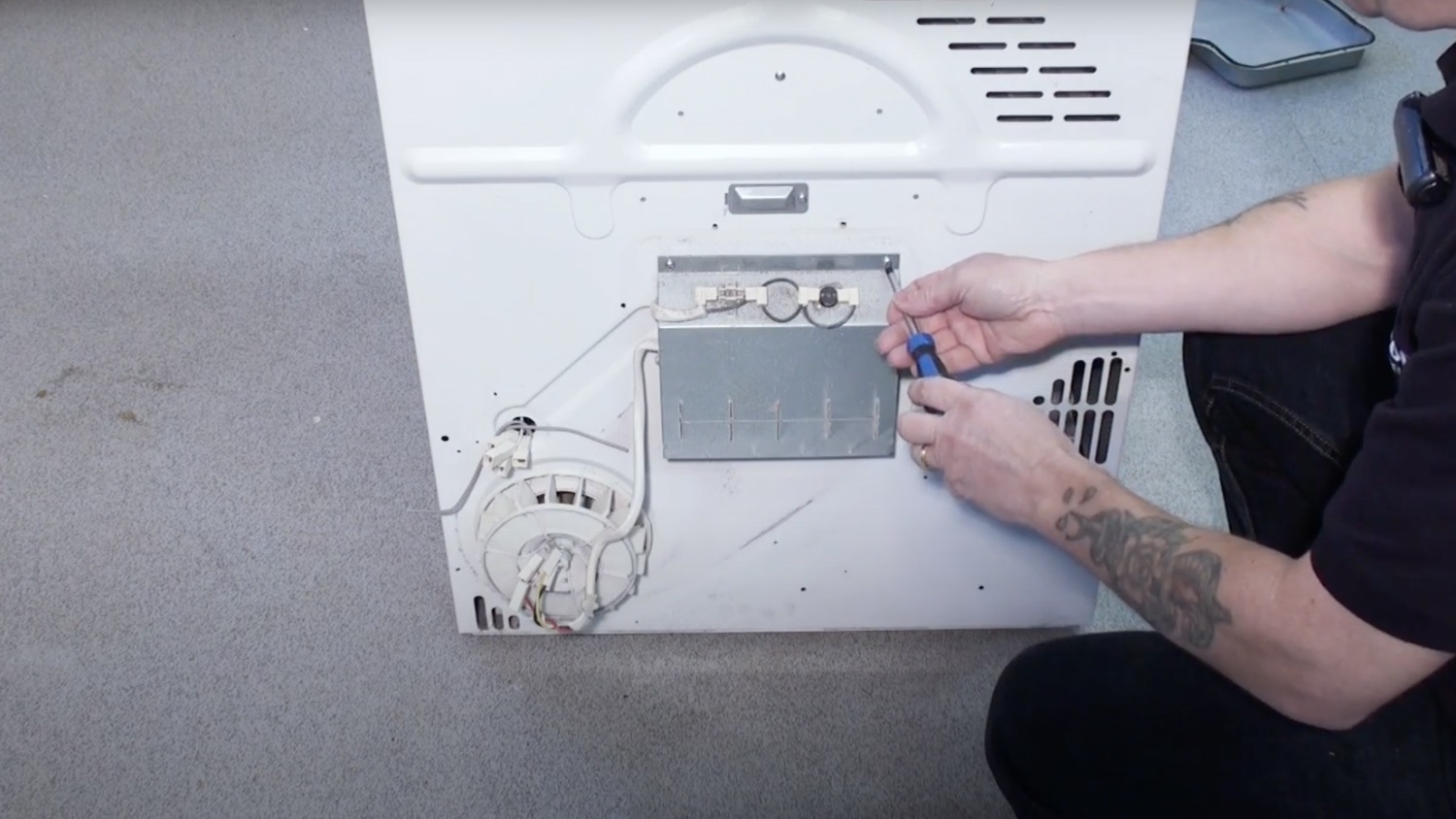Remove screws holding heater element in place